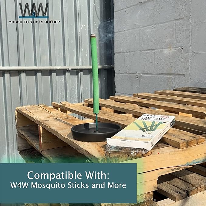 W4W Mosquito Stick Holder – Ceramic Holder for Incense & Mosquito Sticks – for Outdoor & Indoor use, Pool Side, Patio, Deck, Camping, Hiking, etc... (Includes Set of 2 Holders)