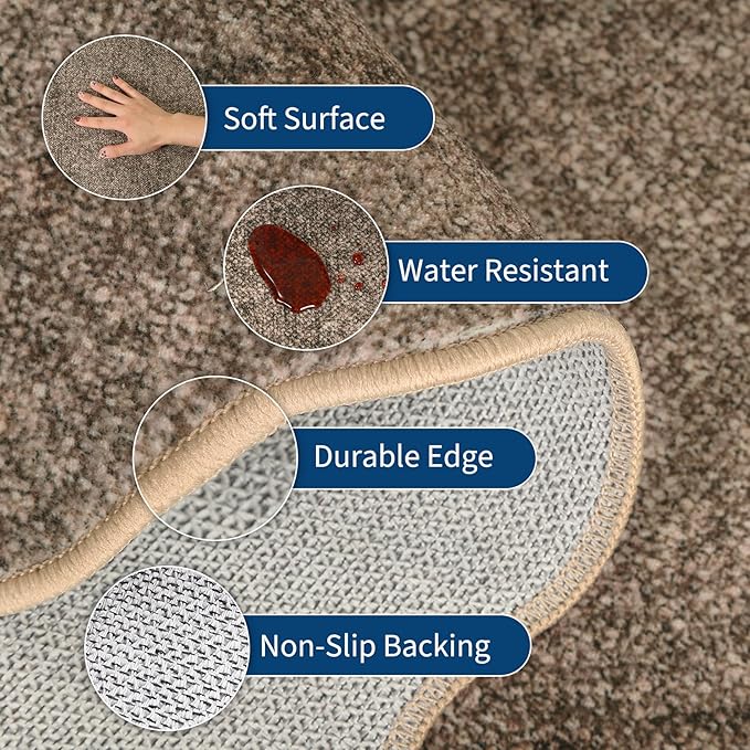 GarveeHome Scalloped Washable Runner Rug 2x10 Runner Modern Kitchen Runner Non Slip Farmhouse Entryway Rug Soft Bathroom Rugs Stain Resistant Carpet for Laundry Bedroom 2'x10' Taupe