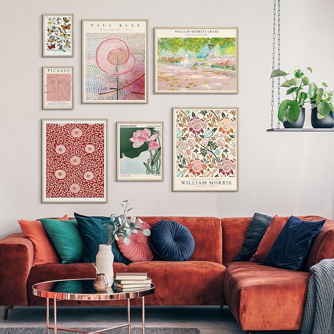 Habseligkeit Flower Posters for Room Aesthetic, Boho Wall Art Prints, Unique Vintage Wall Decor Aesthetic Eclectic Home Decor Bedroom Living Room Unframed, Set of 7