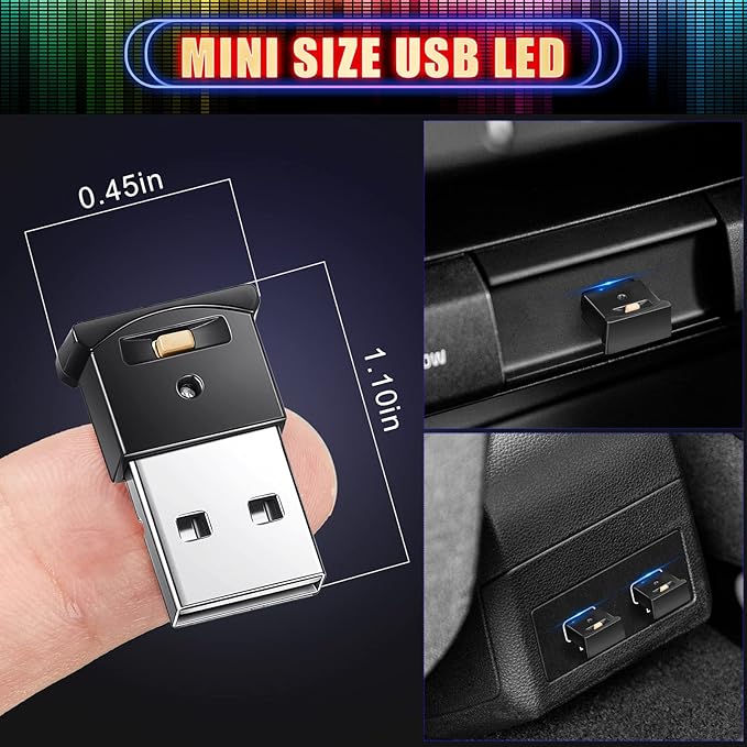 Frienda 8 Pieces Mini USB LED Light, Car LED Interior Lighting 5v Smart USB Atmosphere Light, Laptop Keyboard Office Decoration Night Lamp, Adjustable Brightness, 8 Colors