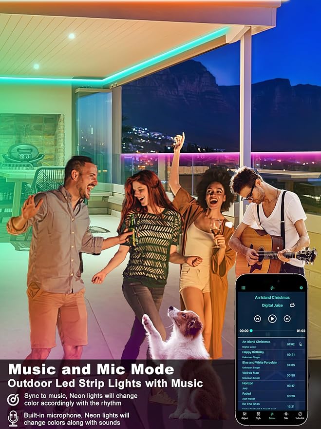 Ledagic 200ft Outdoor Led Strip Lights Waterproof, Ip68 Outside Led Light Strip Waterproof with Remote and App Control, Exterior Led Rope Lights Music Syne RGB Strip Lights for House Decor(2 * 100ft)