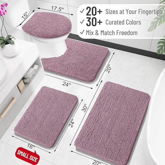 OLANLY Large Bathroom Rugs 50x30, Extra Soft Absorbent Chenille Bath Rugs, Rubber Backing Quick Dry, Machine Washable Bath Mats for Bathroom Floor, Tub and Shower, Home Decor Accessories, Deep Plum