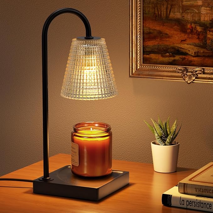 Hong-in Black Candle Warmer Lamp with Timer-Electric Candle Lamp Warmer,Dimmable Candle Warmers for Jar Candles,New Mom Gifts & Birthday Gifts for Women