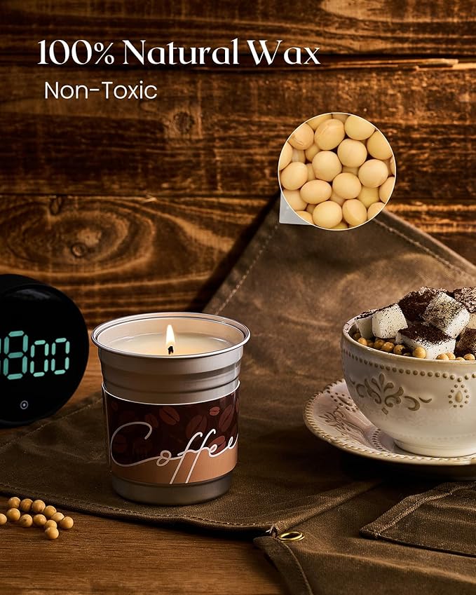 M&SENSE Mocha Coffee Scented Candles 7oz 42 Hours Slow Burn, Soy Organic Candles Non Toxic, Small Fall Seasonal Candle for Home Decor, Holiday Aromatherapy Gifts for Women Men
