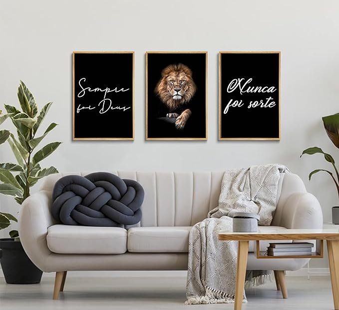 3Pcs Lion Inspirational Quotes Wall Art Modern Motivational Black And White Lion Poster Print Entrepreneur Hustle Hard Work Quotes Pictures Wall Decor for Office Bedroom Living room Unframed