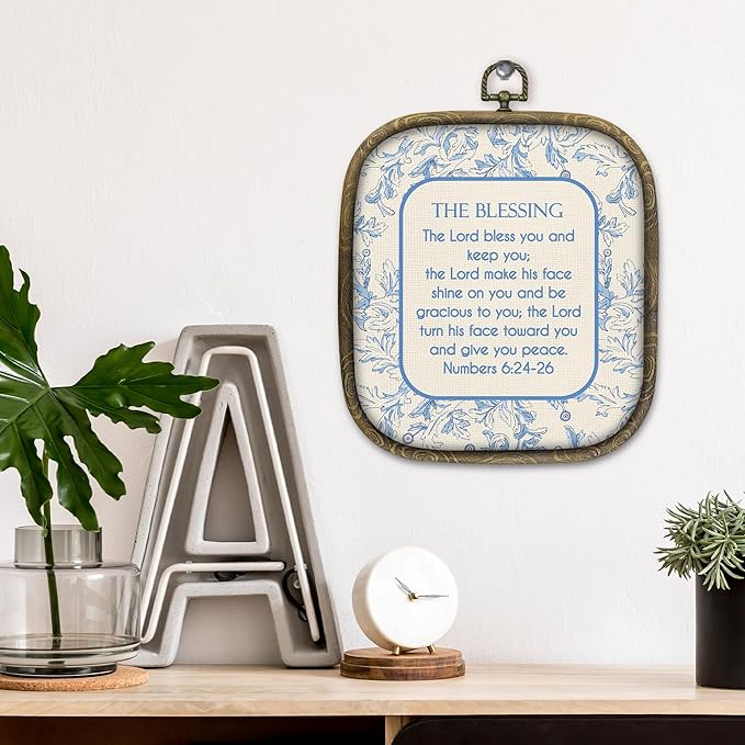 KSDUT Christian Wall Art Decor - Blue Flower Vintage Country Wall Art Canvas Frame Hanging Prints, Bible Verse Hydrangea Square Wall Art Decor for Grandmillennial Home Gallery Decorations 6.5"x5.7"