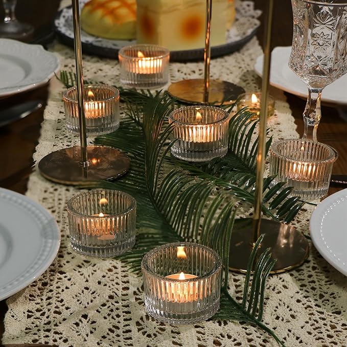 HAVITI 24 Pack Clear Tealight Candle Holders, Glass Votive Candle Holders for Fall Wedding Table Centerpiece, Home Decor and Party Supplies