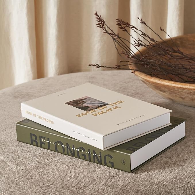 Beautiful Decorative Books - Set of 2 Boxes Enhance Your Coffee Table, Bookshelf or Mantel Shelf Decor - Aesthetic Fake/Faux Books for Modern Home Decoration, Photo Storage and as a Keepsake Box