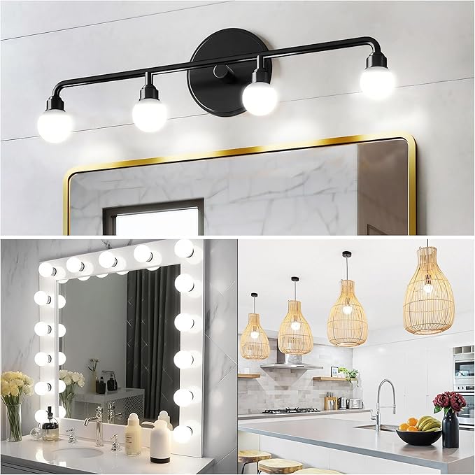 Flaspar G25 LED Vanity Light Bulbs, 100W LED Globe Bulb Equivalent, 9W Vanity Bulbs for Bathroom, 5000K Daylight White 900LM, E26 Base Round Makeup Mirror Bathroom Lights Bulb Décor Lighting, 4 Pack