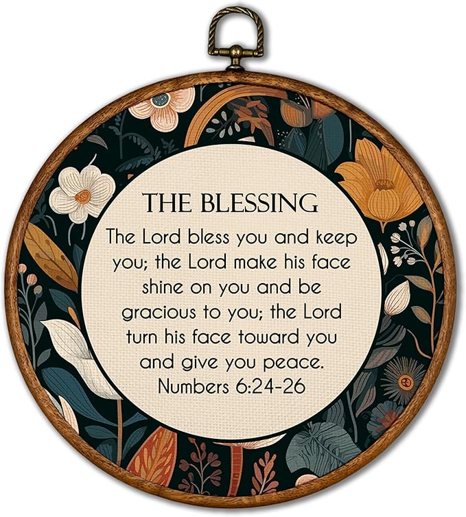 KSDUT Christian Wall Decor Art - Vintage Flowers Trendy Retro Wall Art Canvas Frame Hanging Prints, Bible Verse Preppy Round Wall Art Decor for Grandmillennial Home Bedroom Decorations 10"x10"