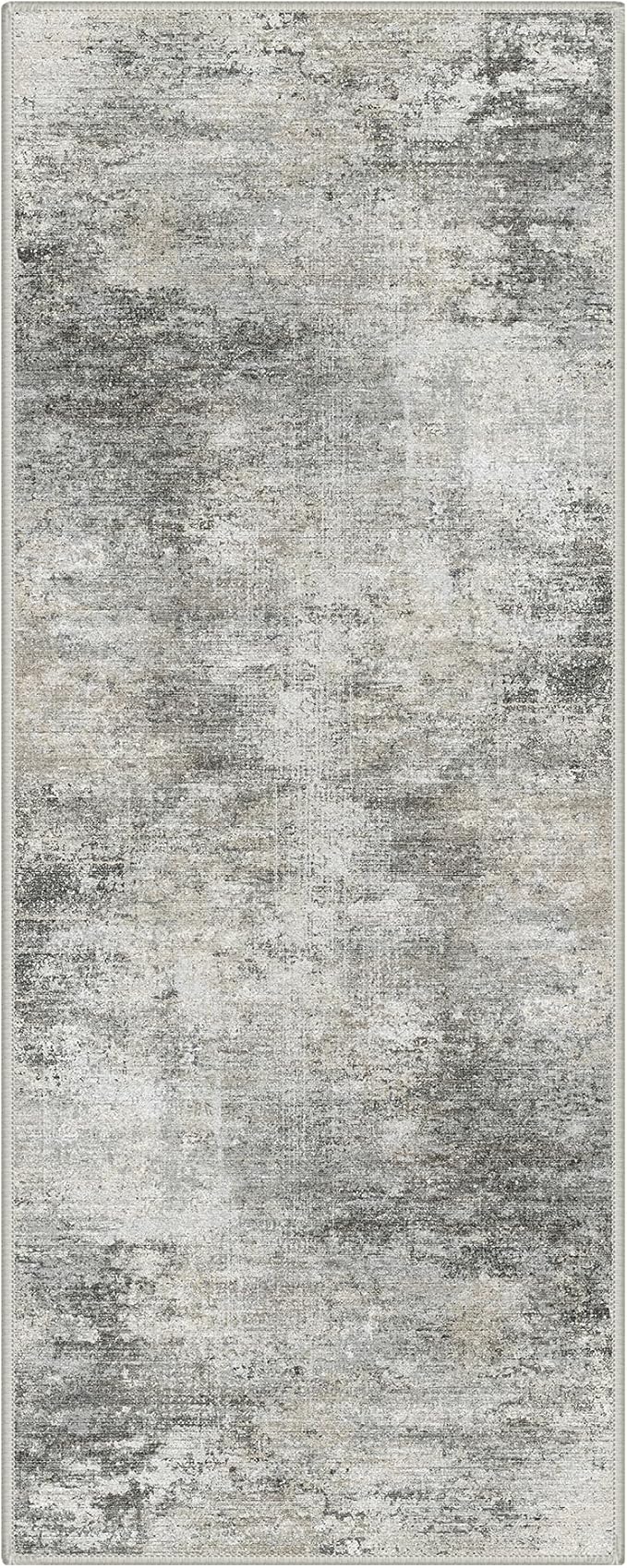 GENIMO Washable Rugs 2'6"x6 Runner Rugs for Hallway Kitchen, Modern Lightweight Rug Ultra Soft Indoor Runner Rugs for Entryway, Low Pile Carpet with Non Slip Backing, Mist Grey