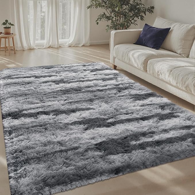 Zebra 4x6 ft Fuzzy Rug for Living Room,Black White Bedroom Area Rugs Non-Slip,Carpet for Nursery Kids PlayRoom Indoor Modern Plush Carpets