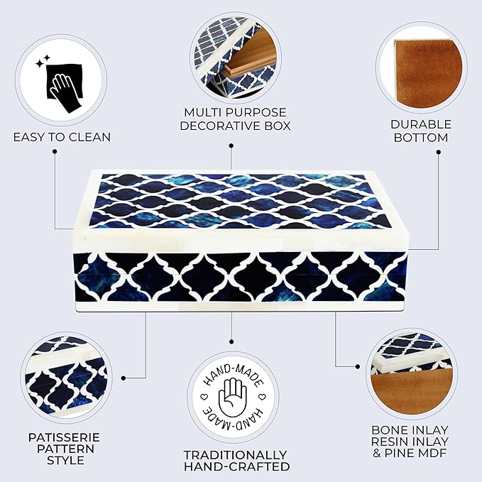 Handicrafts Home Decorative Keepsake Box 8x5 – Small Organizer Box with Lid, Boho Decorative Storage, Retro Memory Box, Unique Coffee Table Décor, Jewelry or Trinket Box, Modern Shelf Decorative Box
