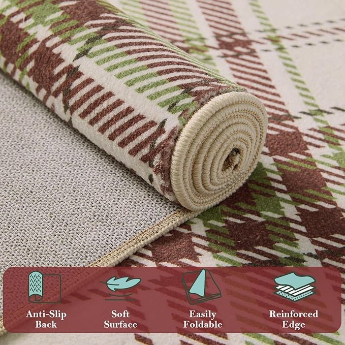 Rugxara Christmas Rug for Entryway Bathroom, 2x3 Kitchen Rug Washable Christmas Tree Santa Claus Door Mat Holiday Carpet for Indoor Entrance, Entry, Front Door and Bedroom(Red 2x3