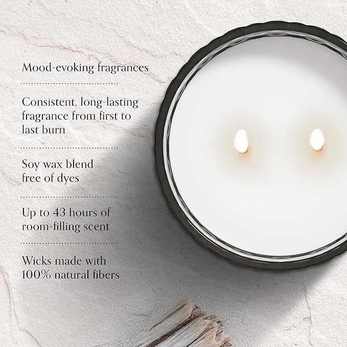 Chesapeake Bay, 11oz Serene Waters Scented Candle, Mood Evoking Fragrance, Textured Sea Glass-Inspired Jar, Premium Soy Blend Wax with Essential Oils, Coastal Fragrance for Home Décor or Gifting