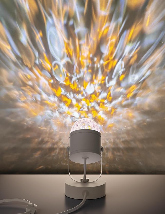 Joyzy Plug in Dynamic Ocean Wave Table Lamp Water Ripple Night Light Projector for Room Christmas Party Decoration Lighting Color Changing Ambient Lamp Vivid Water Wave Effect Lights Projection