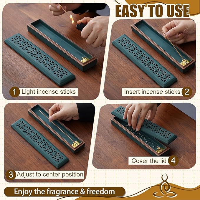 CEREMONY Incense Holder for Sticks，Ceramic Insence-Stick Holder Ash Catcher，Incense Holder Timkburner for Meditation Yoga Spa Room Decor