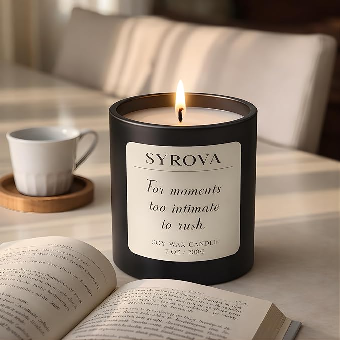 Amber & Tonka Bean Candle, Luxury Scented Soy Candle 7oz, Warm Cozy Fragrance for Home, Relaxing Aromatherapy Candle, Gift for Women, Long Lasting Jar Candle