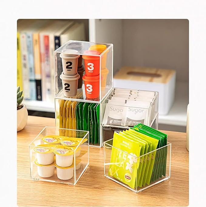 KissYou Acrylic Box Clear Display Box with Lid Transparent Square Cube Storage Containers for Graduation Wedding Birthday Party Candy Boxes