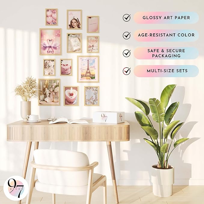 97 Decor Pink Coquette Room Decor Aesthetic - Vintage Coquette Wall Decor, Cute Coquette Posters For Girls Dorm Decorations, Girly Wall Art Prints Pink Pictures For Bedroom (8x10 Unframed)