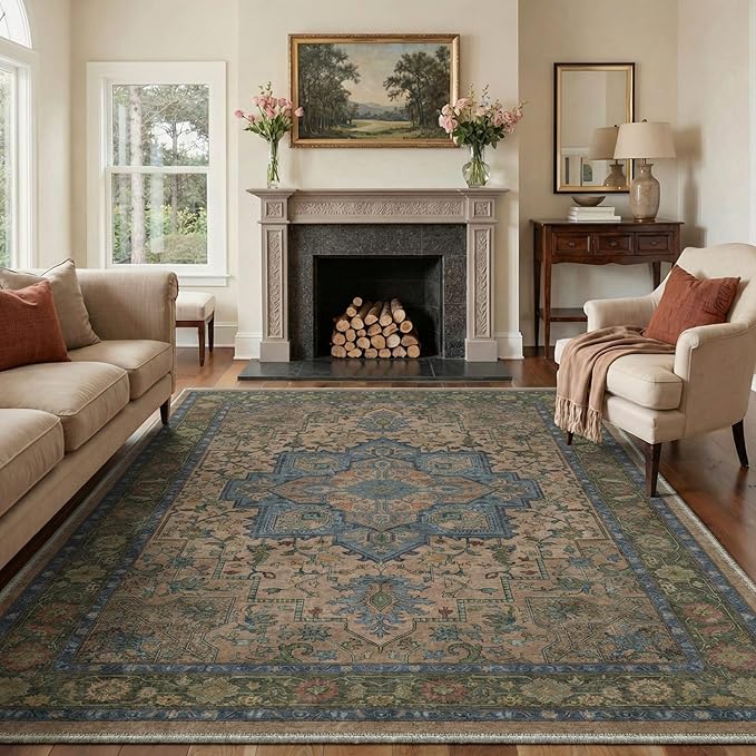 GENIMO Area Rug 2x3 Doormat, Machine Washable Low Pile Rugs, Small Retro Chenille Entryway Mat for Entrance, Hallway, Kitchen and Corridor, Dusty Sage