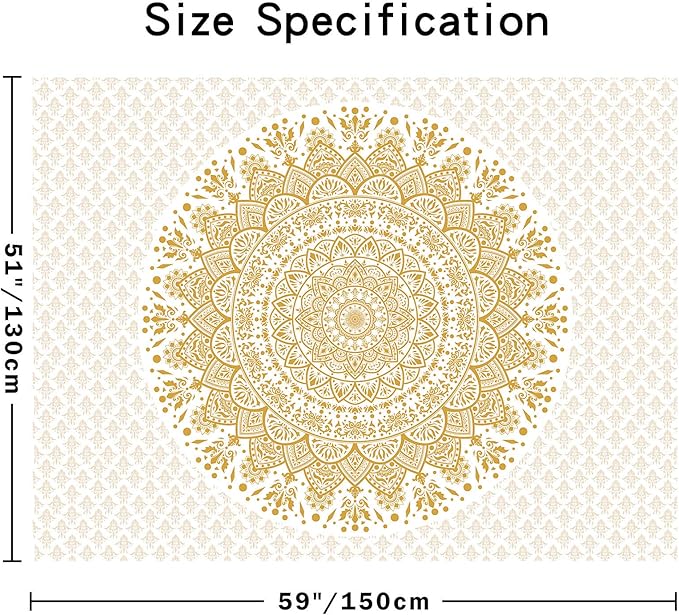 Edeesky White Golden Mandala Tapestry Wall Hanging Psychedelic Medallion Wall Tapestry Aesthetic Indian Hippie Decor Bohemian Art Boho Home Decoration for Bedroom,Living Room,Dorm