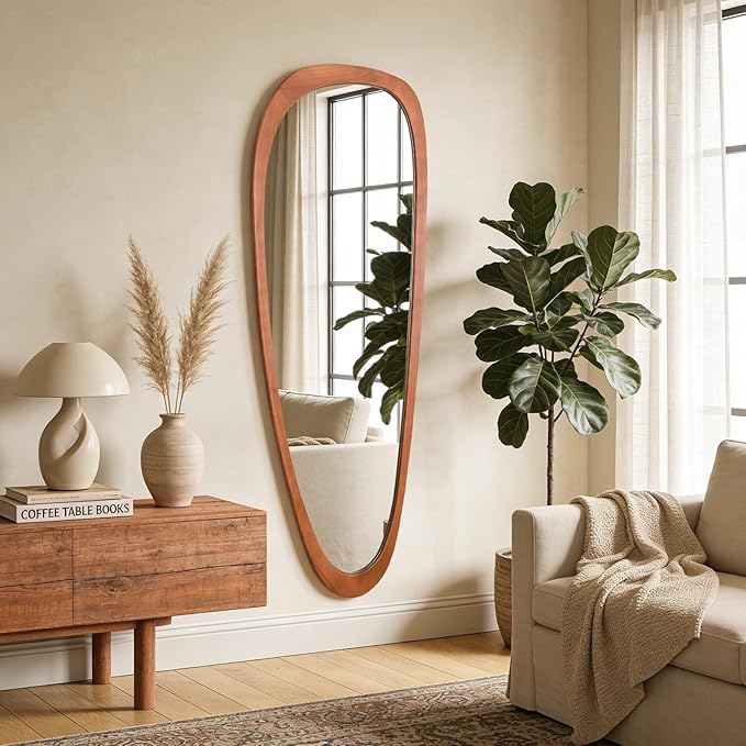 WallBeyond Asymmetrical Mirror, Irregular Mirror Full Length, Boho Wall Mirrors Decorative for Bedroom Living Room Entryway Hall, Mid Century Modern Decor 60" H x 22" W