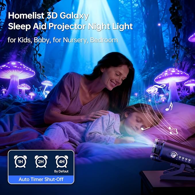 Homelist Sleep Aid Night Light for Kids & Adults with White Noise & Bluetooth Speaker, 60 Scenes Galaxy Star Projector Light Gifts for Bedroom Relaxation, Party, Birthday, Easter Day