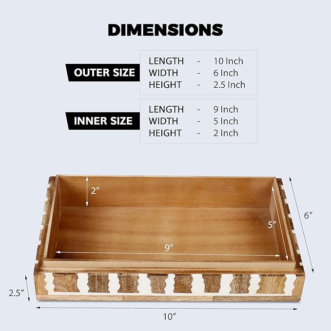 Handicrafts Home Decorative Storage Box with Lid Wooden Storage Organizer Box Multi Purpose Storage Box for Coffee Table Desk Shelf – Resin Inlay Kept Safari Collection - 10x6x2.5
