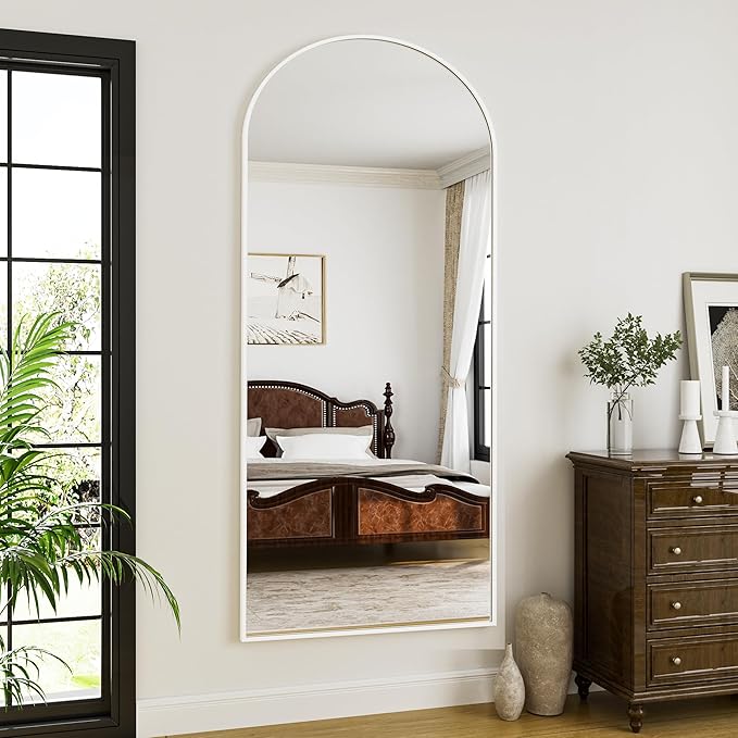 Rowjut Large 76"x34" Arched Full Length Mirror White Floor &Standing for Bedroom&Living Room&Wall Mounted Mirror Full Body Mirrors Hanging or Leaning.
