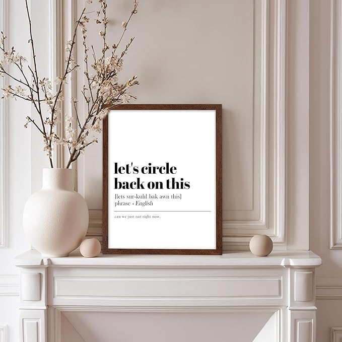 Poster Master Typography Poster - Retro Dictionary Print - Let's Circle Back on This Definition, Book Page, Funny - Gift for Colleague, Friend - Wall Decor for Home, Office, 8x10 Brown Framed