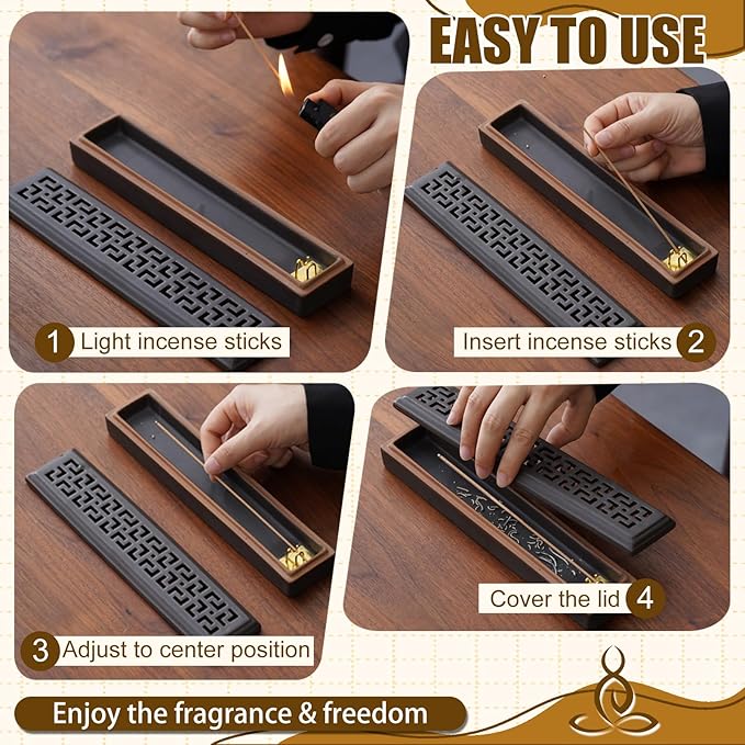 CEREMONY Incense Holder for Sticks，Ceramic Insence-Stick Holder Ash Catcher，Incense Holder Timkburner for Meditation Yoga Spa Room Decor