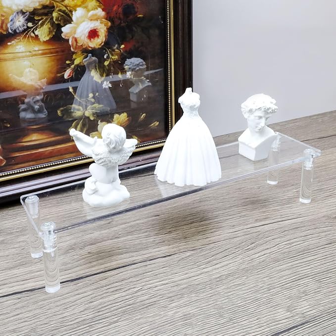 T Tulead 1 Tier Acrylic Display Risers Clear Tabletop Display Risers Rectangular Organizer Shelf Cupcake Jewelry Perfume Display Holder Riser 2PCS