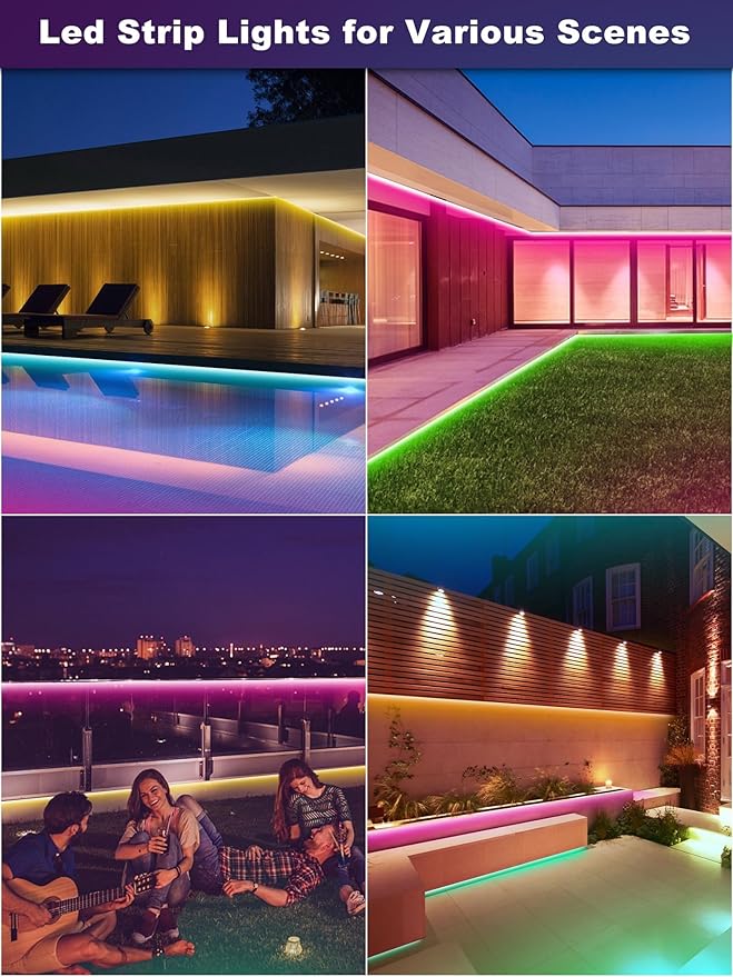 Ledagic 398ft (2*199ft) Outdoor Led Strip Lights Waterproof, Ip68 Outside Led Light Strip Waterproof with Remote and App Control, Exterior Led Rope Lights Music Syne RGB Strip Lights for Party Decor
