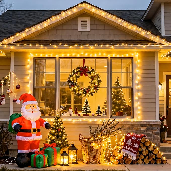 JMEXSUSS 100 LED String Lights Indoor Bedroom, 8 Modes Warm White Christmas Lights Plug in, 33ft Connectable Room Fairy Twinkle Light Outdoor for Mirror Room Home Garden Xmas Tree