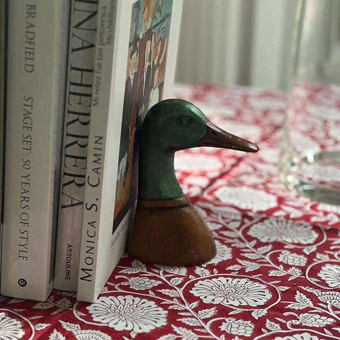 Fox Run Duck Decorative Bookend Set, 100% Iron, 4.25” x 2.9” x 5.73” Heavy Bookends