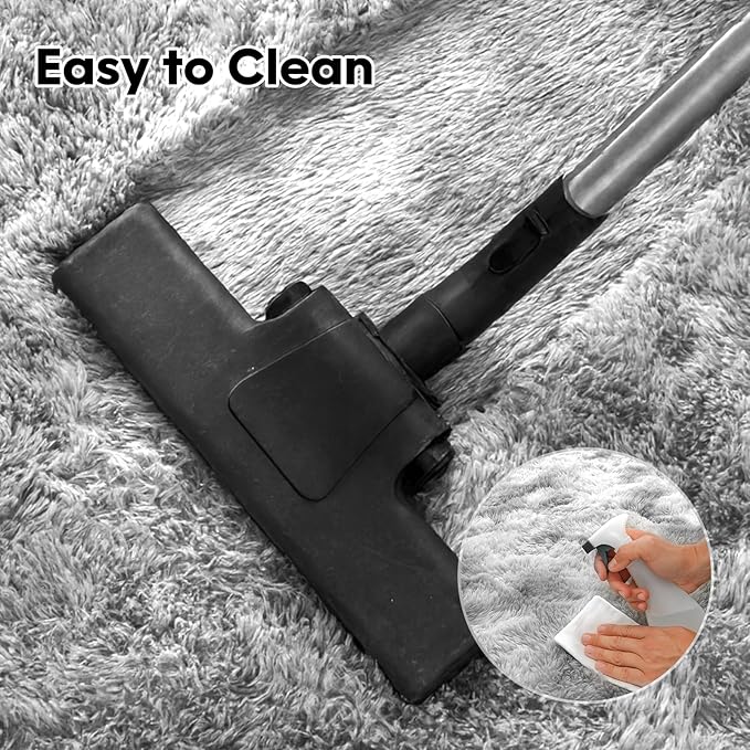 Large 9x12 Area Rug for Living Room, Soft Shag Rugs for Bedroom, Non-Slip Ultra Fluffy Rug,Modern Plush Carpet for Girls Boys Kids Room Dorm,Fuzzy Rug for Home Decor Aesthetic,Tie-Dyed Grey