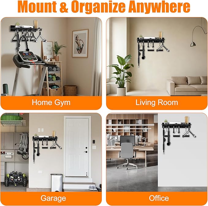 TRUSOON Tonal Accessories Shelf, 16.76" Heavy Duty Steel Wall Mounted Floating Storage Rack with T-Bracket Lock Hangers, Compatible with Various Home Gym Accessories, Black