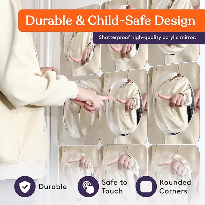 Special Supplies Sensory Bubble Wall Mirror - Interactive Acrylic Mirrors for Wall Decoration and Sensory Toys for Kids Classroom or Home -Sensory Room Decor -Visual, Tactile Stimulation (9 Pk)