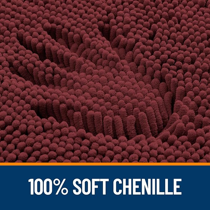 OLANLY Large Bathroom Rugs 50x30, Soft Absorbent Chenille Bath Rugs, Rubber Backing Quick Dry, Machine Washable Bath Mats for Bathroom Floor, Tub and Shower, Home Decor Accessories, Andorra Red-Brown