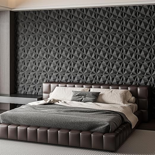 Art3dwallpanels 20 Pack 3D Wall Panels for Interior Wall Decor, 12''x12'' White Accent Diamond Panels for Gaming Room Bedroom TV Background, Black