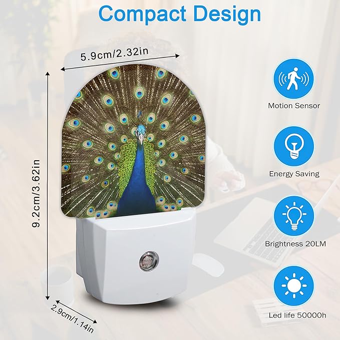 The Peacock Opens Night Light, Night Lights Plug Into Wall Home Indoor Stairway Kitchen Corridor,Boys Girls Women Men Room Gifts
