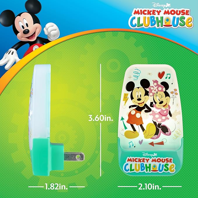Disney Mickey Mouse Clubhouse LED Night Lights Plug Into Wall NightLight for Kids Room Decor Ambient LightingGirls Boys Bedroom Bathroom Light Nursery 86142