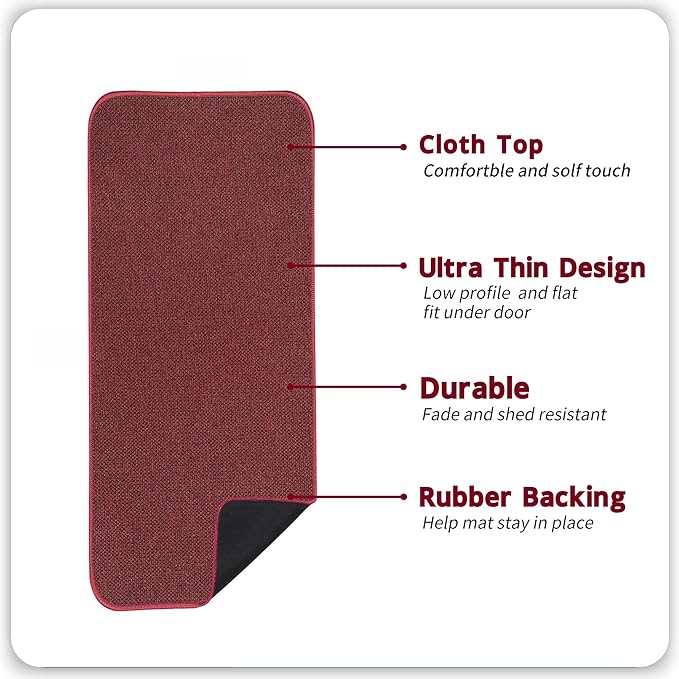 Bosap Bath Mat,Ultra Thin Bathroom Runner Rugs,Large Bath Mats for Bathroom,Quick Dry,Non-Slip,Machine Washable,Low Pile,Bath Rug,Shower Outside,Sink,Home Decor Accessories.Red,（17x59inch）