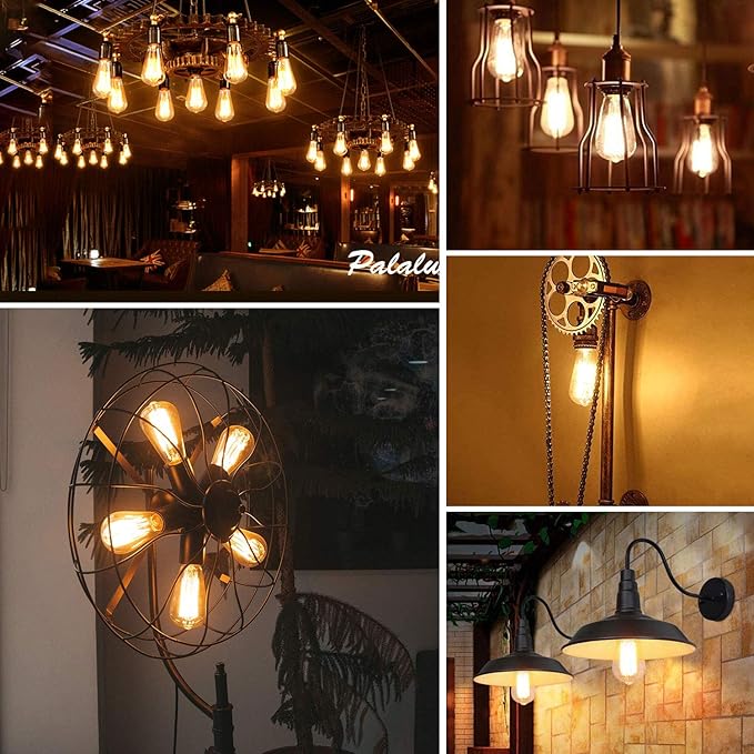 4-Pack Vintage 8W ST64 LED Edison Light Bulbs 100W Equivalent, 1400Lumens, 2700K Warm White, E26 Base LED Filament Bulbs, CRI 90+, Antique Glass Style Great for Home, Bedroom, Office, Non-Dimmable