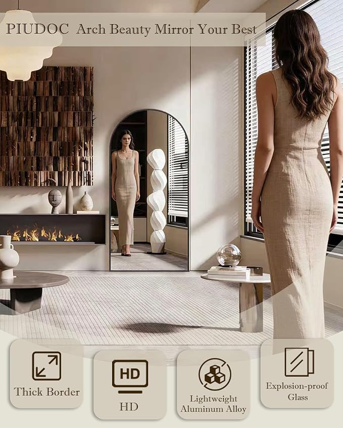 71"x32"Floor Mirror Full Length,Arched Full Length Mirror with Stand,Full Body Mirror,Hanging or Large Leaning for Bedroom Living Room Black