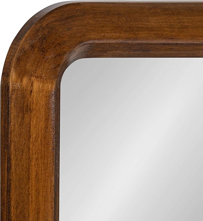 Kate and Laurel Pao Mid-Century Panel Wood Framed Wall Mirror, 16 x 48, Walnut Brown, Modern Full Length Mirror for Wall