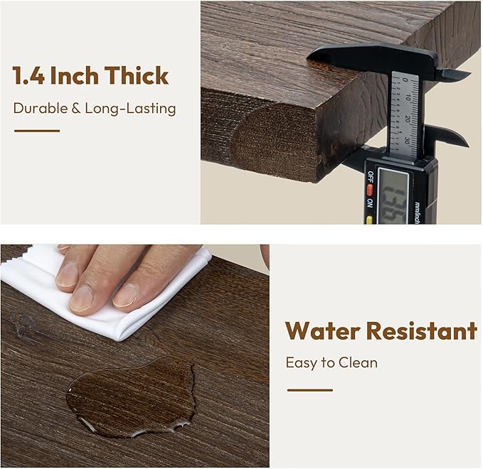 Vivelove Elm Wood Floating Shelves, Wooden Shelves for Wall with Invisible Bracket for Living Room Bedroom Bathroom Office Book, Rustic Farmhouse Display Shelf, 55 Inch Set of 1- Dark Walnut