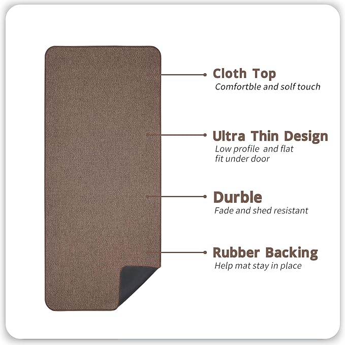Bosap Bath Mat,Ultra Thin Bathroom Runner Rugs,Large Bath Mats for Bathroom,Quick Dry,Non-Slip,Machine Washable,Low Pile,Bath Rug,Shower Outside,Sink,Home Decor Accessories.Brown,3'x4'(36x48inch)