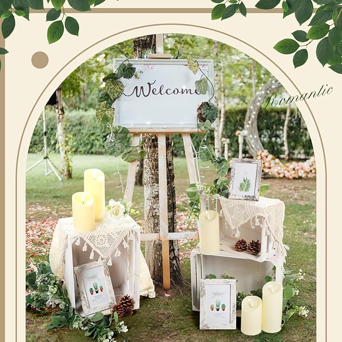 Yuntau 11 Pcs Rustic Nesting Wedding Decoration Sets, Christmas Rustic Farmhouse Decor Wood Crates for Display Decorative Box Storage Baskets Vintage Decor with Candles for Xmas Party Event(White)